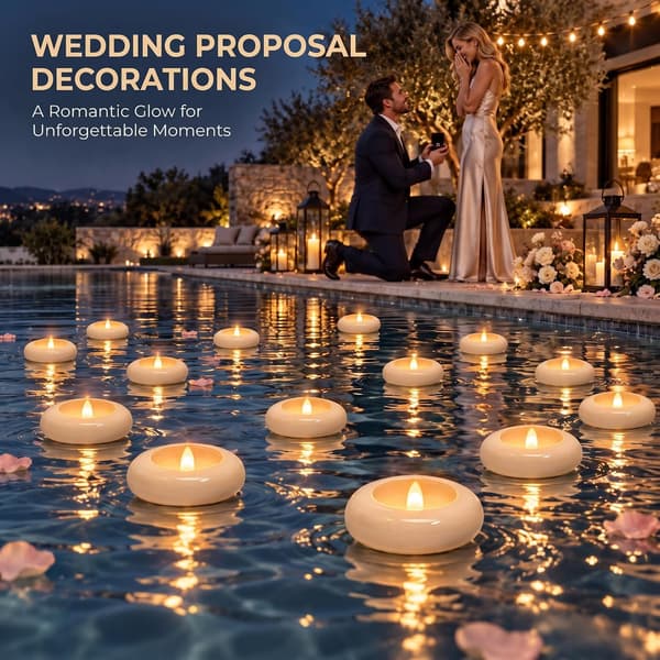 16/24/50-pack LED Floating Lights, Waterproof with Flickering Warm White Flame for Pool, Wedding, Bath, and Spa 50pcs