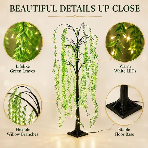 Decorative LED Floor Lamp with Luminous Branches, Willow Tree, Warm White Lighting and USB, 1.2/1.5/1.8 m for Home 1.5m