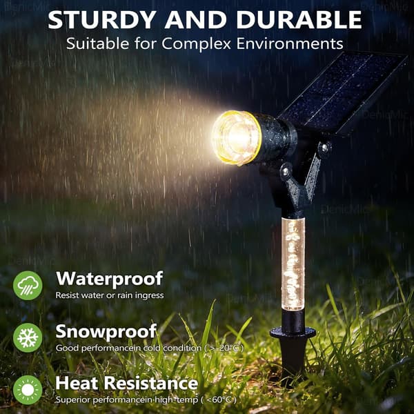 Solcelle-spotlights 4-pak vandtætte - 3000K Auto-On til havegangsfacade 4pcs