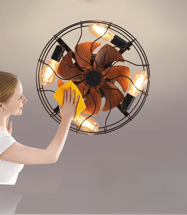 Ceiling fan with LED ceiling light 50 cm, bladeless ceiling fan with remote control, industrial ceiling light for bedroom Gold