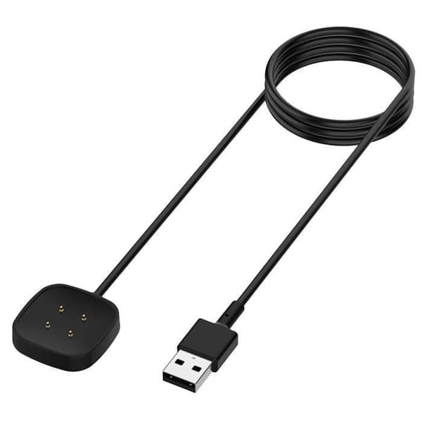 AVIZAR Magnetisk oplader til Fitbit Versa 4, Versa 3, Sense 2 og Sense - 1m sort Svart