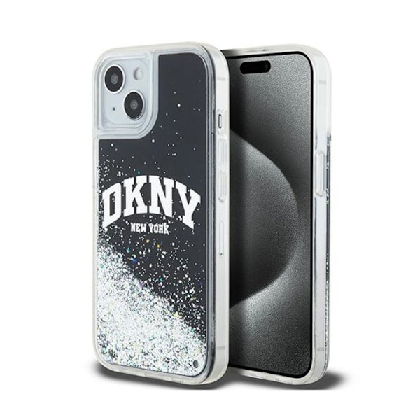 DKNY Liquid Glitter Big Logo - Etui til iPhone 15/14/13 (sort)