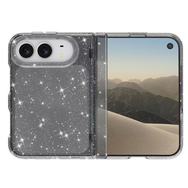 Glitteret cover til iPhone Duo med blød stødabsorberende kant i sort Svart