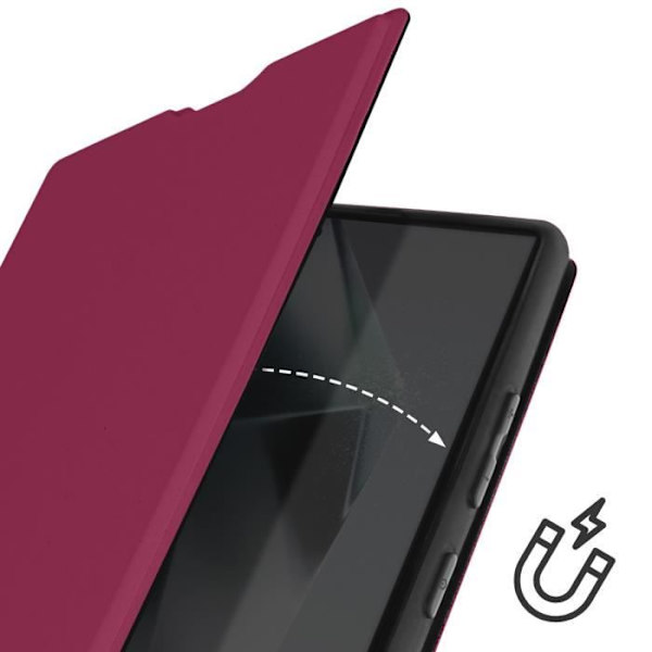AVIZAR kotelo Samsung Galaxy S24 Ultralle - punainen - korttipidike ja videotuki Röd