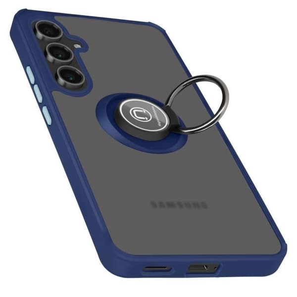 Coque Antichock - Samsung Galaxy S24 FE - Metallring - Videostöd - Mörkblå Blå