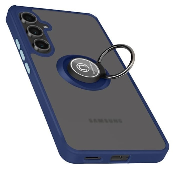 Skydd för Samsung Galaxy S24 FE Med Metallring Video Stöd Mörkblå Blå