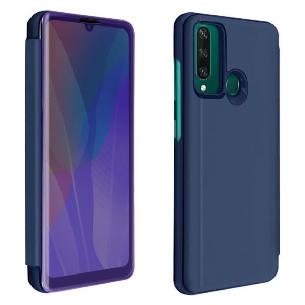 Huppu - Huawei - Y6p - Läpinäkyvä kannellinen - Peilimuotoilu - Videotuki - Violet Lila