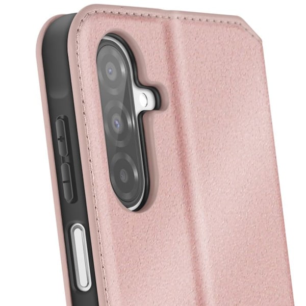 Etui för Samsung Galaxy A26 med klapp, kortfack och videostöd i rosa Rosa