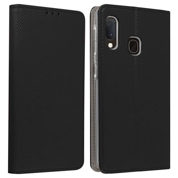 Etui Portefeuille - AVIZAR - Galaxy A20e - Sort - Videostøtte - Kortrum Svart