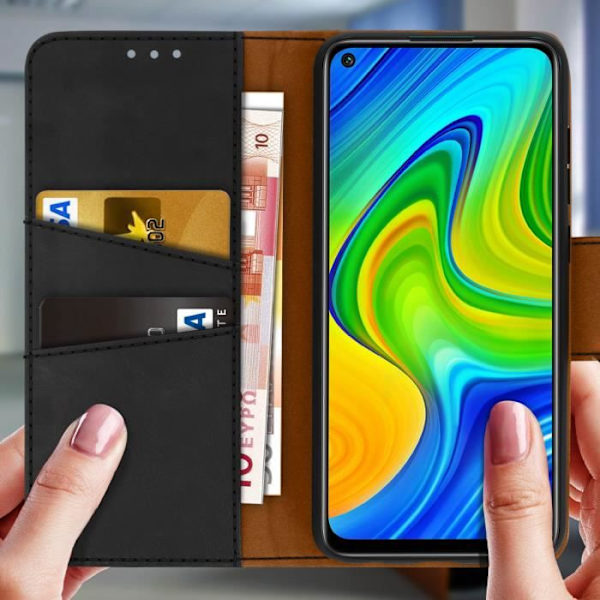 Hus - Xiaomi - Redmi Note 9 - Vintage - Blød - Magnetisk Svart