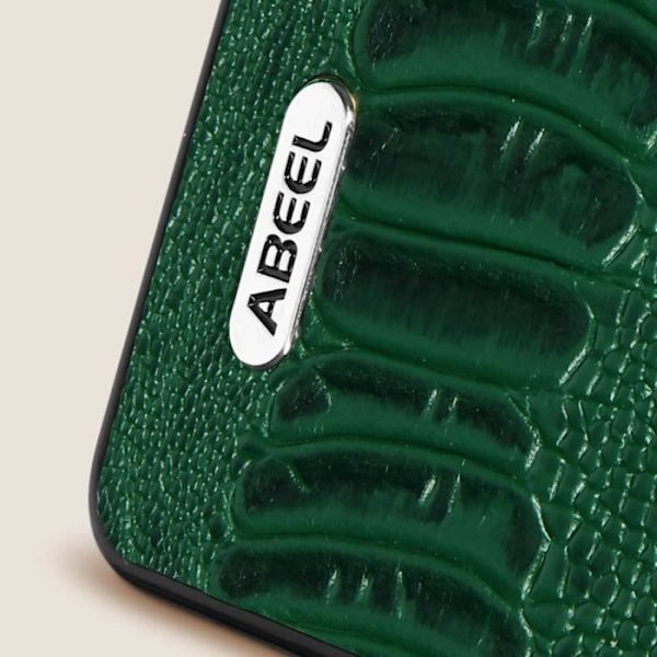 Fodral till Samsung Galaxy Z Fold 5 - ABEEL - Hybrid läder ormmönster - Mörkgrön Grön