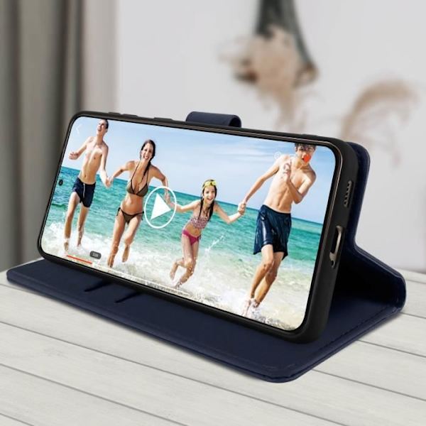 Etui för Samsung Galaxy S21 Plus - AVIZAR - Skydd med kortficka och ställfunktion Blå Blå
