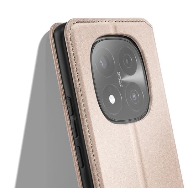 Magnetiskt Flipfodral för Redmi Note 14 Pro / 14 Pro Plus med Ställfunktion Classic Edition Guld Gul