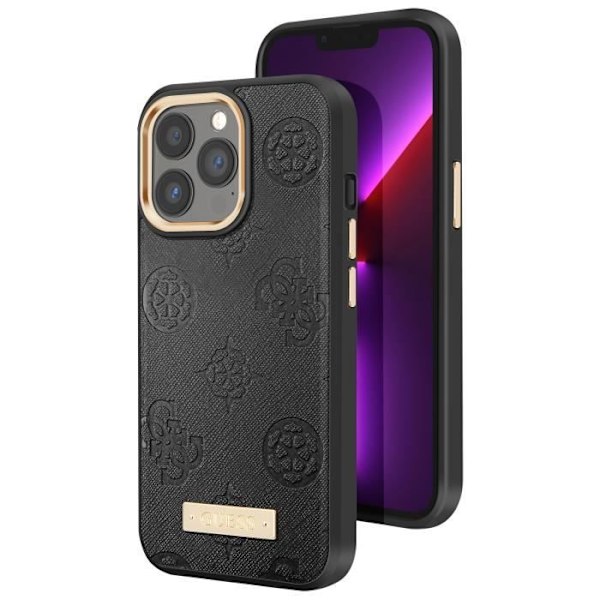 Coque MagSafe för iPhone 13 Pro Max Metalplatta Upphöjda kanter Guess Svart Svart