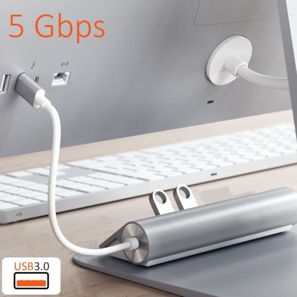 Hub USB C - Satechi - 5 i 1 - 3 porte USB 3.0 - SD kortlæser - Børstet aluminium