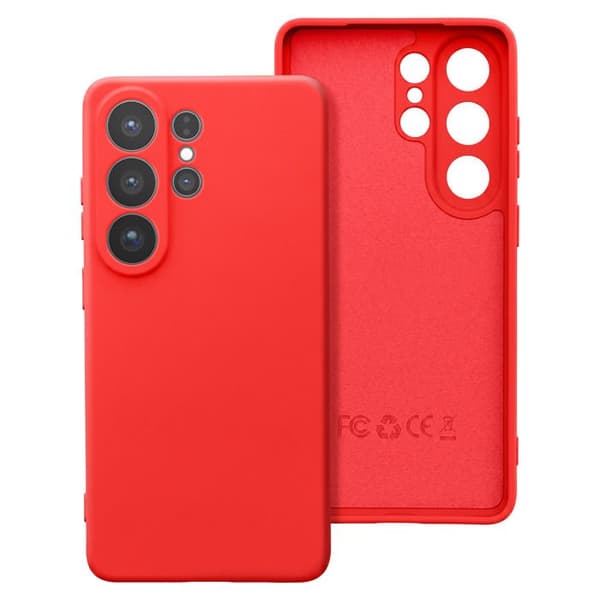 Silicone Soft-Touch Cover til Galaxy S26 Ultra med Rød Mikrofiberforing Röd