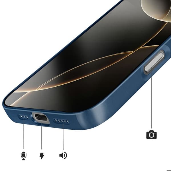 MagSafe-cover til iPhone 16 Pro Max, hård med glasbeskyttelse til kamera, natblå Blå