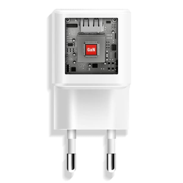 GaN USB-C PD 20W vægoplader med USB-C til Lightning kabel 1.2m Swissten Hvid Vit