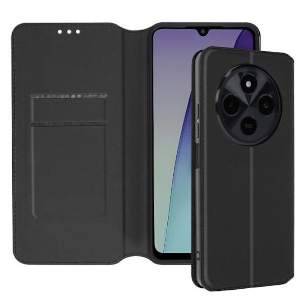Fodral till Xiaomi Redmi 14C - AVIZAR - Vändkortshållare och videostöd - Svart Svart