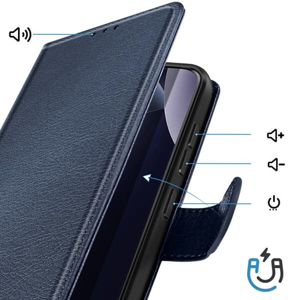 Xiaomi Redmi Note 15 Pro Plus 5G Chesterfield Lompakko Kotelo Standi Sininen Blå