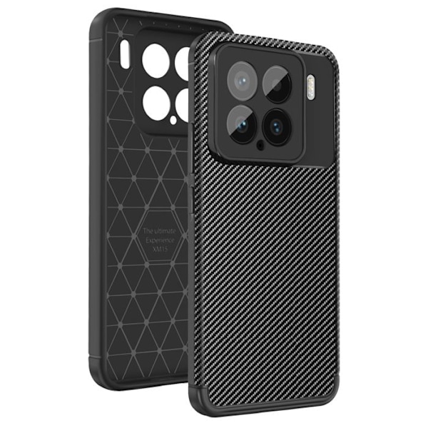 Kolfiberfodral för Xiaomi 15 Silikon Stötsäkert Rutschtåligt Svart Svart