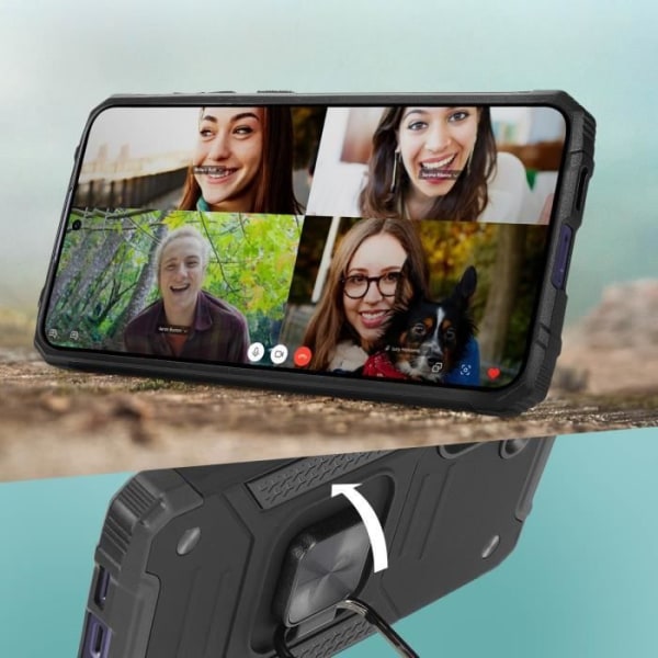 AVIZAR Taske til Samsung Galaxy S24 Plus - Stødsikker - Multifunktionsring - Sort Svart
