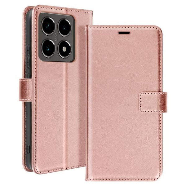 Xiaomi 14T Pro Lompakkosuoja Rannekahvalla Mayaxess Roosa Kupari Rosa