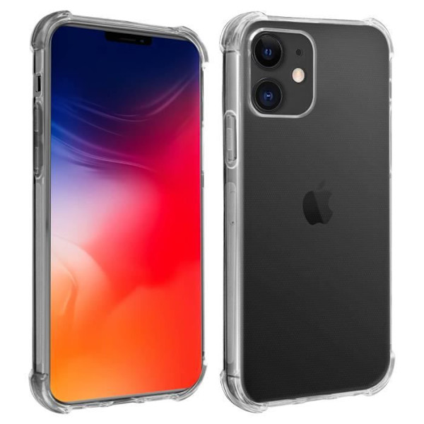 iPhone 12 / 12 Pro - Taipuisa - Iskunkestävä - Läpinäkyvä - Silikoni - Valkoinen Vit