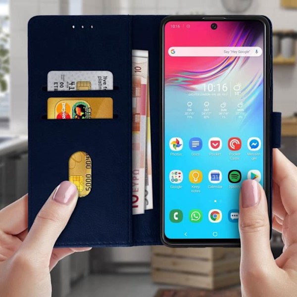 Etui til Samsung Galaxy A71 - AVIZAR - Fuld dæksel - Silikone gel - Magnetisk - Videostativ Midnattsblå