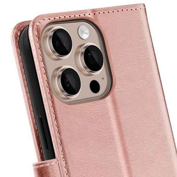 Étui til iPhone 16 Pro Max Tegnebog med Håndledsrem Mayaxess Rosé Champagne Rosa