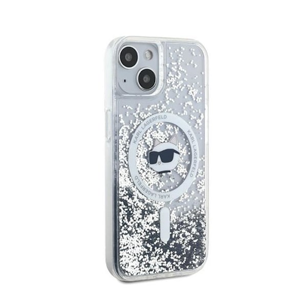 Karl Lagerfeld Liquid Glitter Choupette Head MagSafe - kotelo iPhonelle 15/14/13 (kirkas)