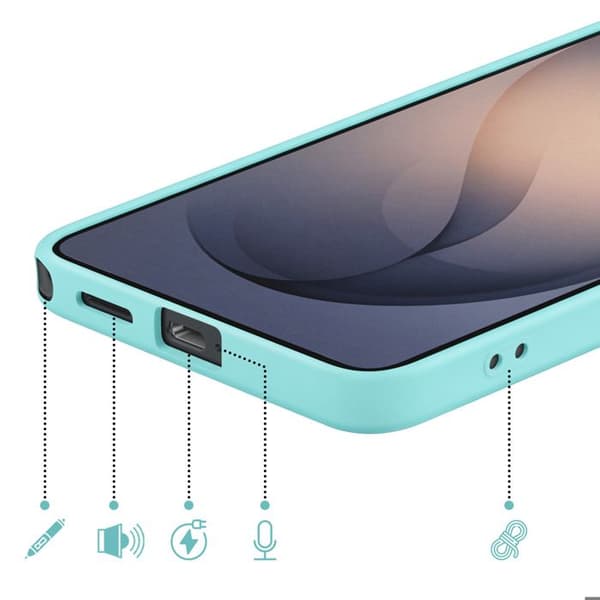 Silicone Soft-Touch Cover til Galaxy S26 Ultra med Turquoise Mikrofiberforing Blå