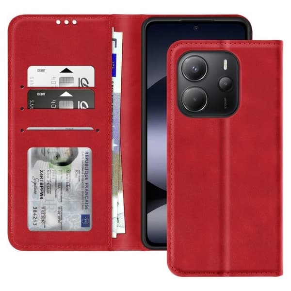 Smartphonefodral - Xiaomi - Redmi Note 14 4G - Plånbok - Videostöd - Röd Röd