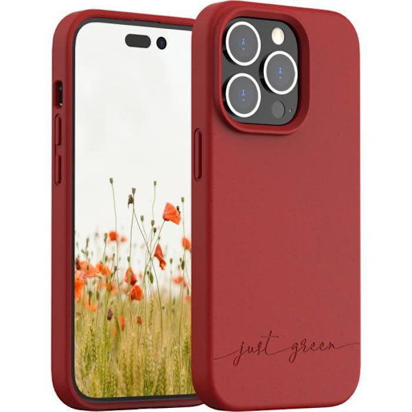 Coque - Just Green - iPhone 14 Pro - Biologiskt nedbrytbar - Flexibel - Röd Röd