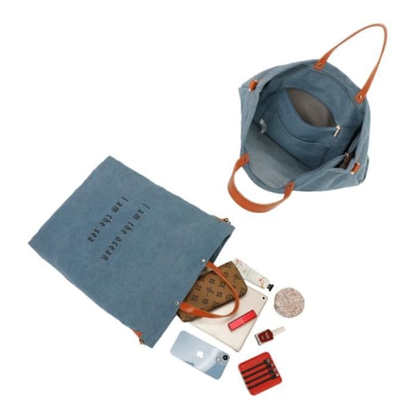 Seabag Denim Tote Handväska - GALLANTRY - Blå - Axelrem - A4-format Blå
