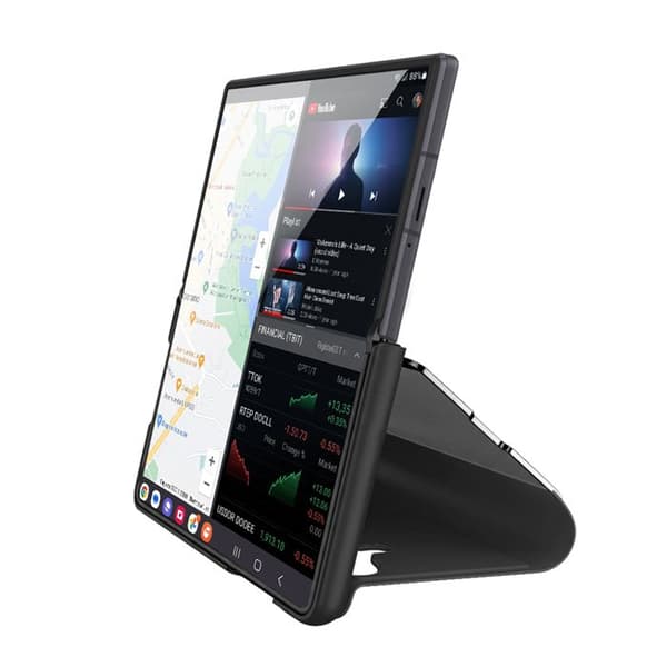 Flip Cover Spejl til Galaxy Z Fold8 Læderlook med Håndfri Støtte Sort Svart