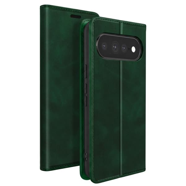 Google Pixel 11 Pro XL -lompakkokotelo, samettiefekti, vihreä tuki Grön