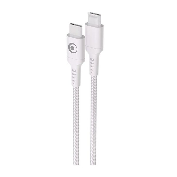 Hurtig kabel 5A USB-C til USB-C 1.2m PD 100W flettet belægning BigBen Connected Hvid