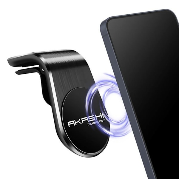 Support til smartphone med magnetisk bilventilationsholder, roterende Akashi sort Svart