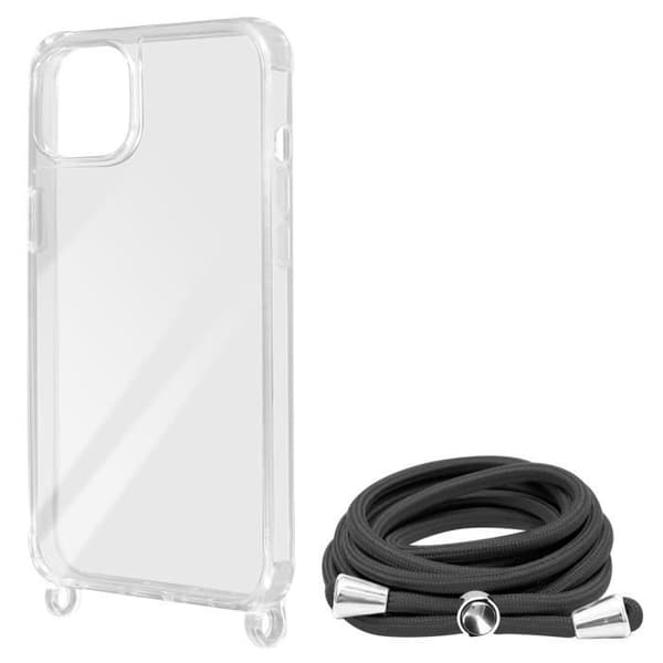 Smartphone case - AVIZAR - iPhone 14 Plus - Hård - Transparent - Justerbar strop 90 cm Vit