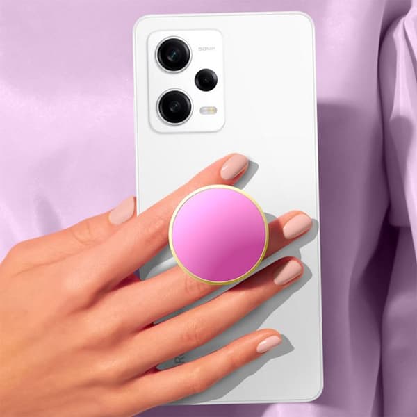 Support til smartphone PopGrip Premium Motif Emalje Rund Solid Fastgørelse PopSockets Rosa Ros