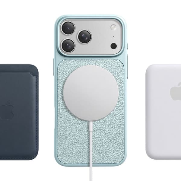 MagSafe-cover til iPhone 17 Pro, Bi-Materiale, Stødabsorberende, Lysblå Lædertekstur Blå