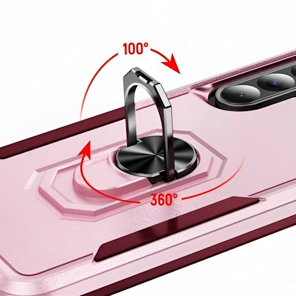 Stötresistent skal för Samsung Galaxy A56 med ringstöd i rosa Rosa