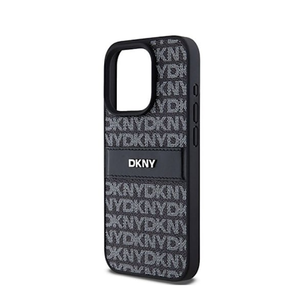 DKNY Læder Mono Stripe & Metal Logo - iPhone 15 Pro Cover (sort)