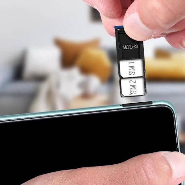 Korttilokero - Samsung - Galaxy A51 - 2x Nano SIM - Micro SD - Sininen Blå