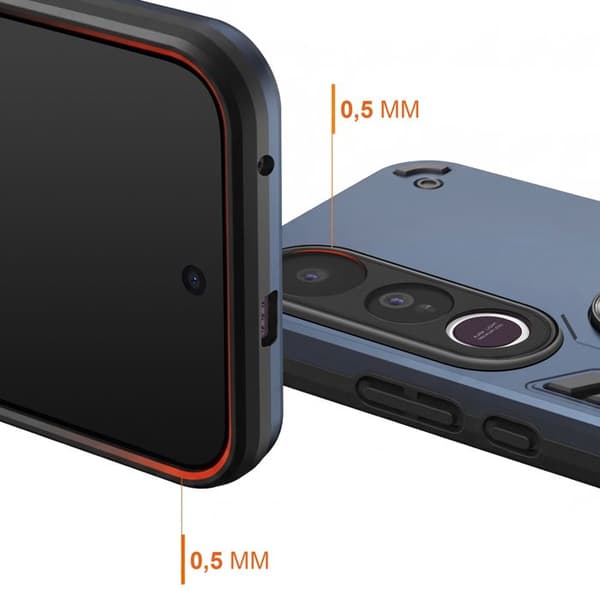 Stødabsorberende cover til Vivo V50 Lite med roterende ring og støtte i blå Blå