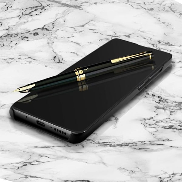 Etui til Huawei Mate 20 - Translucent klap og videostand - Sort - Avizar
