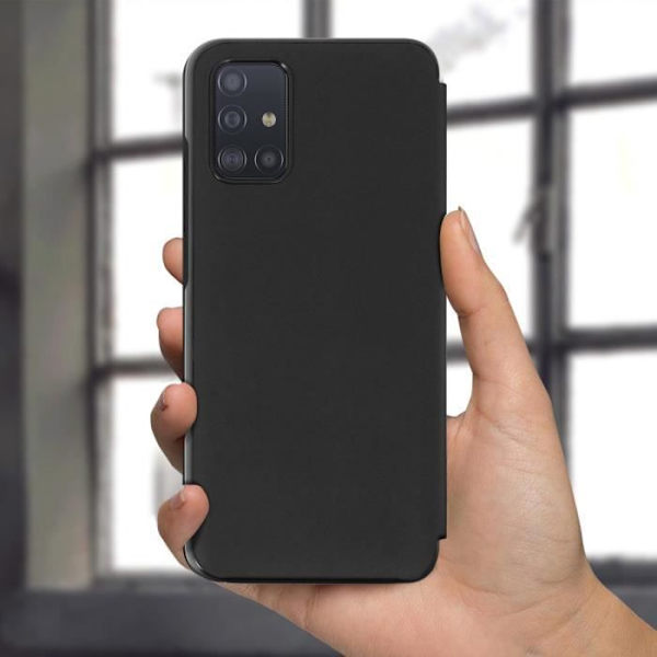 Samsung A21s Flip Wallet Card Holder Cover - ANYMODE - Svart - Stel - Flik - Syntet Svart