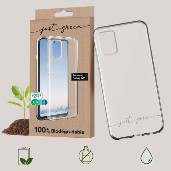 Taske til Samsung Galaxy A51 - JUST GREEN - Holdbar - Lavet af komposterbart materiale Transparent