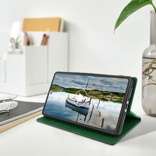 AVIZAR Plånboksfodral för Google Pixel 7 - Grönt läder - Videostöd - Hårt skal Grön